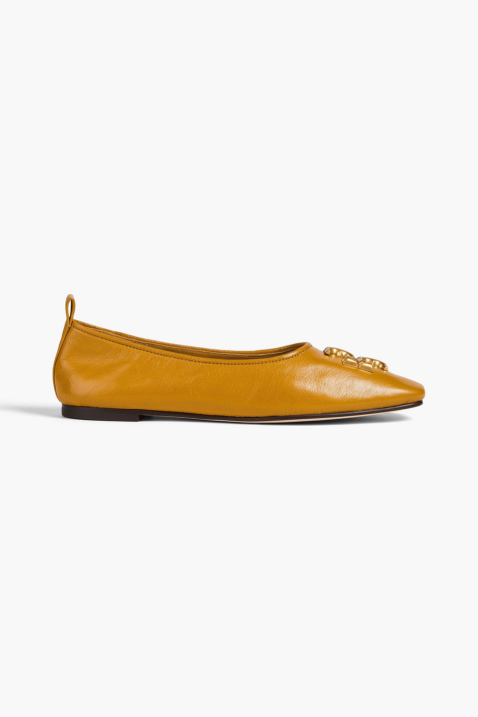 Tory Burch Eleanor Ballerinas Aus Strukturiertem Leder Mit Verzierung In Yellow