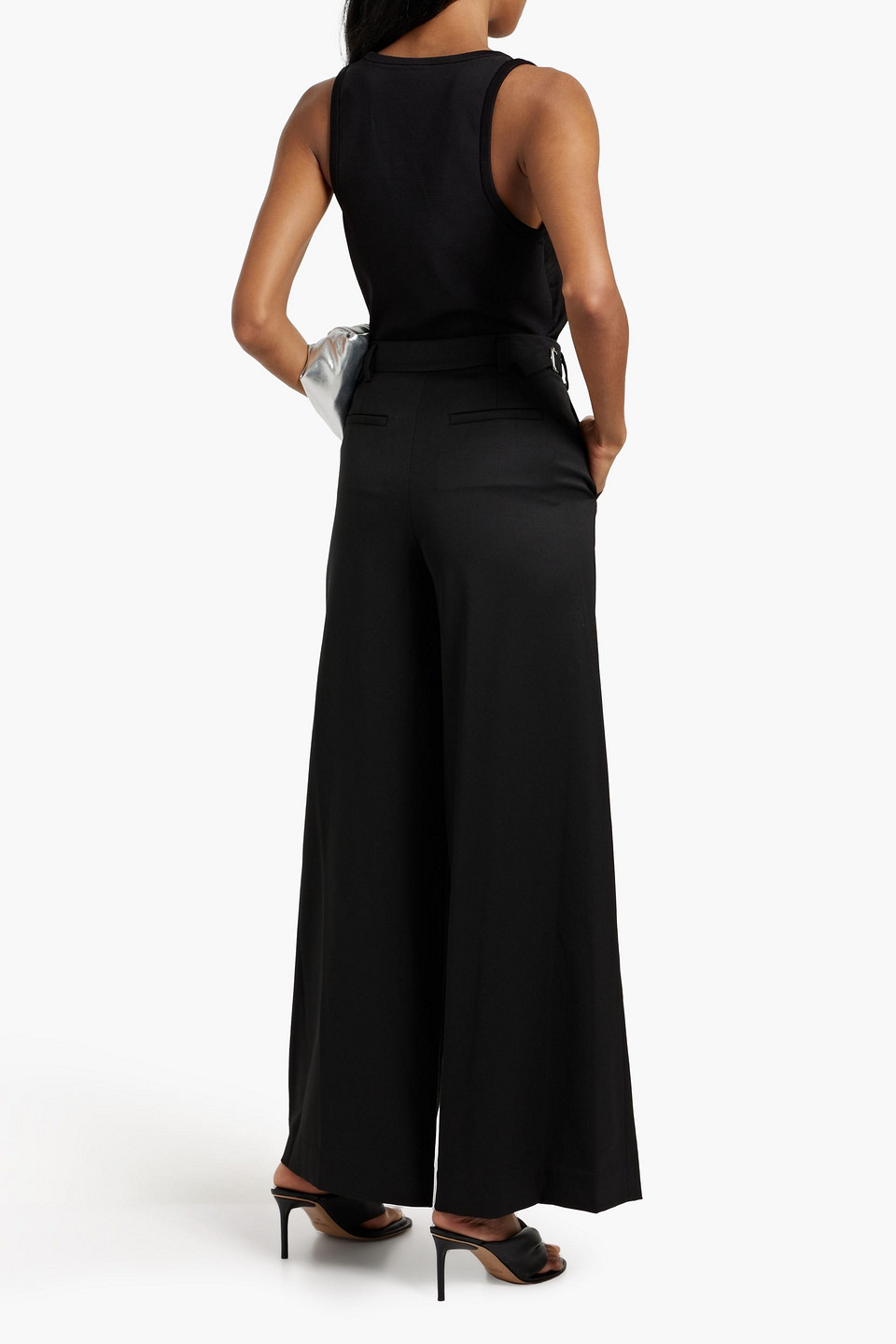 Shop Simkhai Leroy Twill Wide-leg Pants In Black