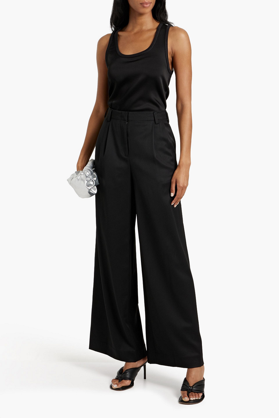 Shop Simkhai Leroy Twill Wide-leg Pants In Black