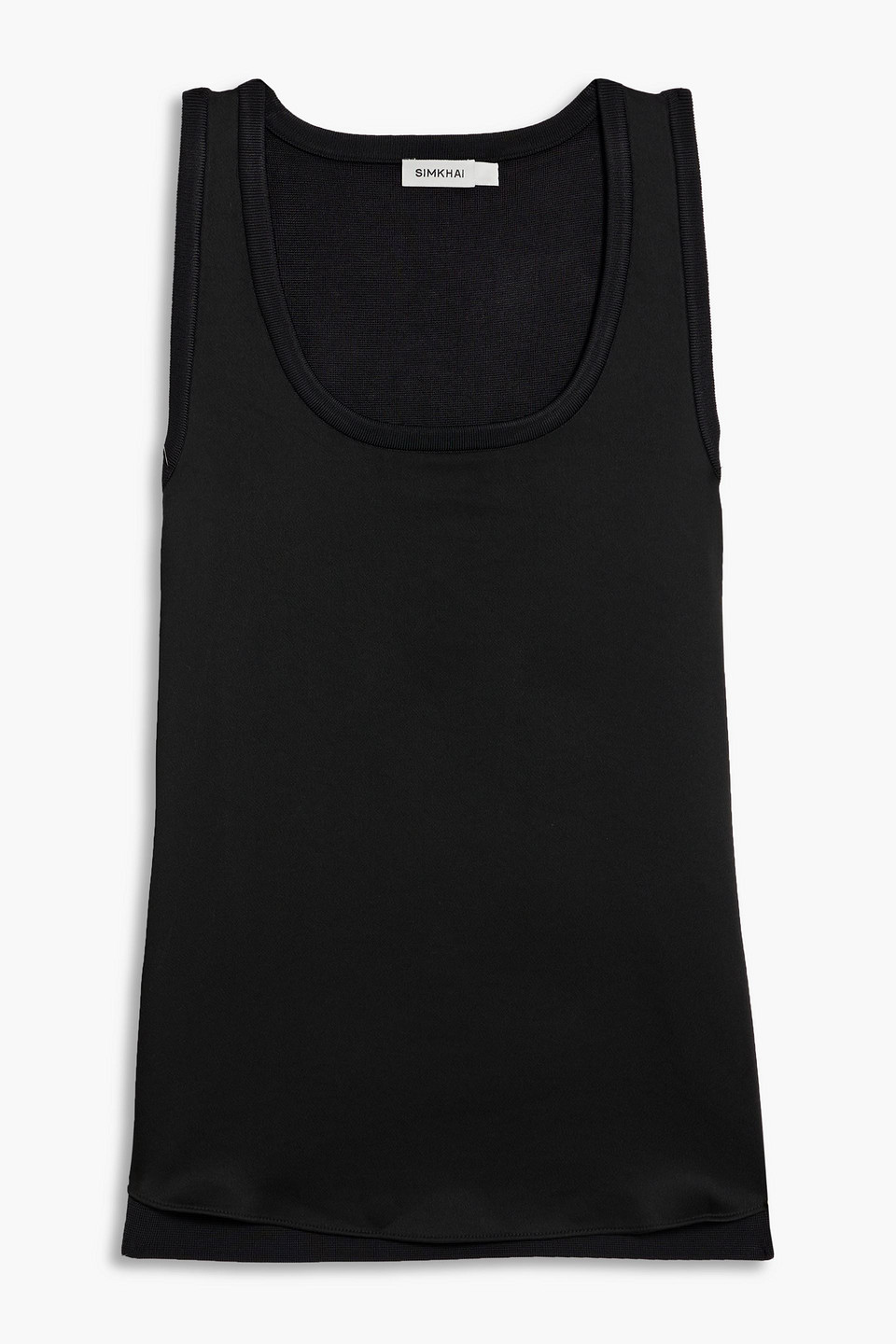 Simkhai Faro Satin-paneled Stretch-knit Tank In Black
