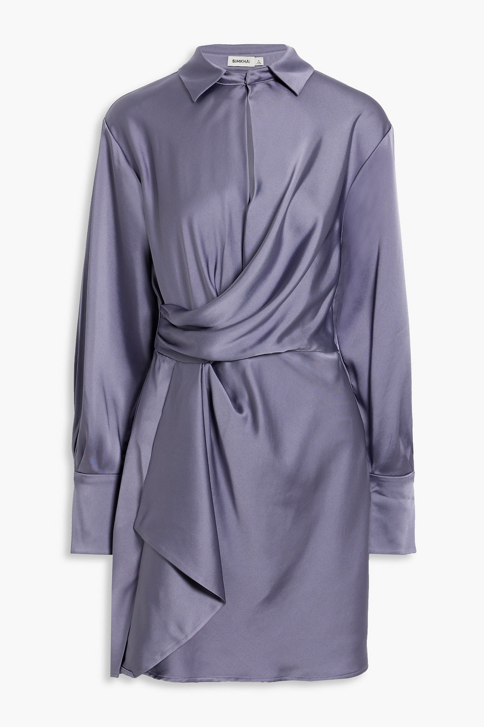 Simkhai Talit Wrap-effect Satin Mini Dress In Lavender