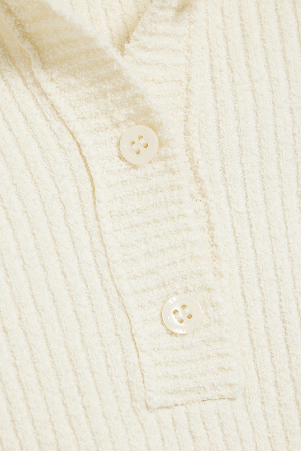 Shop Simkhai Delfina Ribbed Cotton-blend Polo Sweater In Ivory