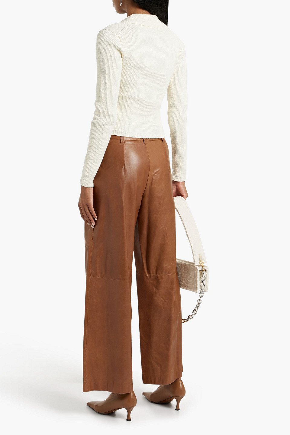 Shop Simkhai Delfina Ribbed Cotton-blend Polo Sweater In Ivory