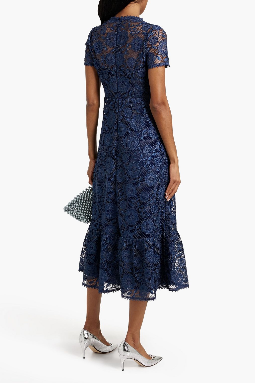REDVALENTINO Metallic guipure lace midi dress
