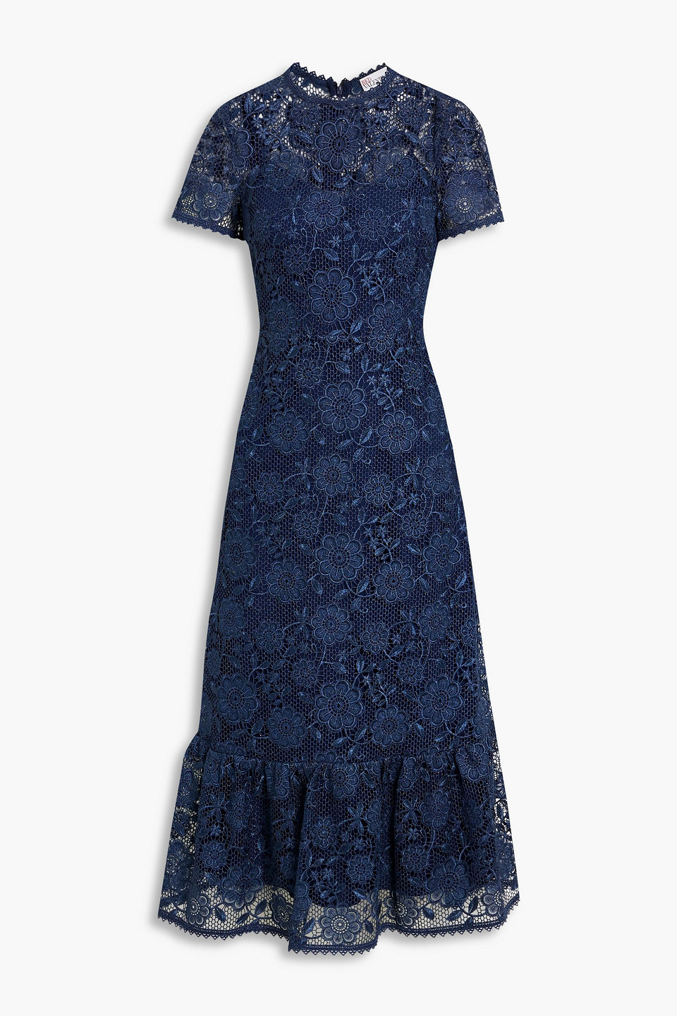 Red Valentino Metallic Guipure Lace Midi Dress In Blue