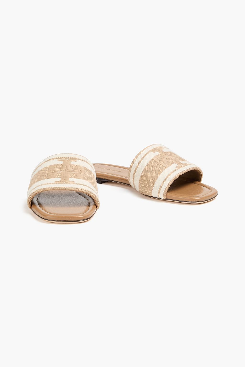 TORY BURCH Double T jacquard slides