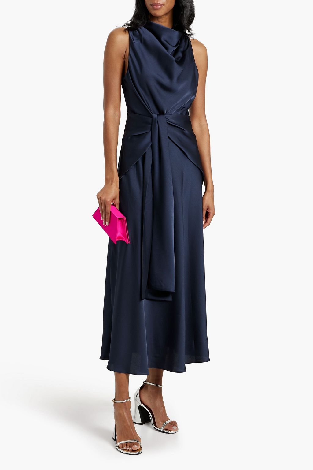 NICHOLAS Draped satin midi dress