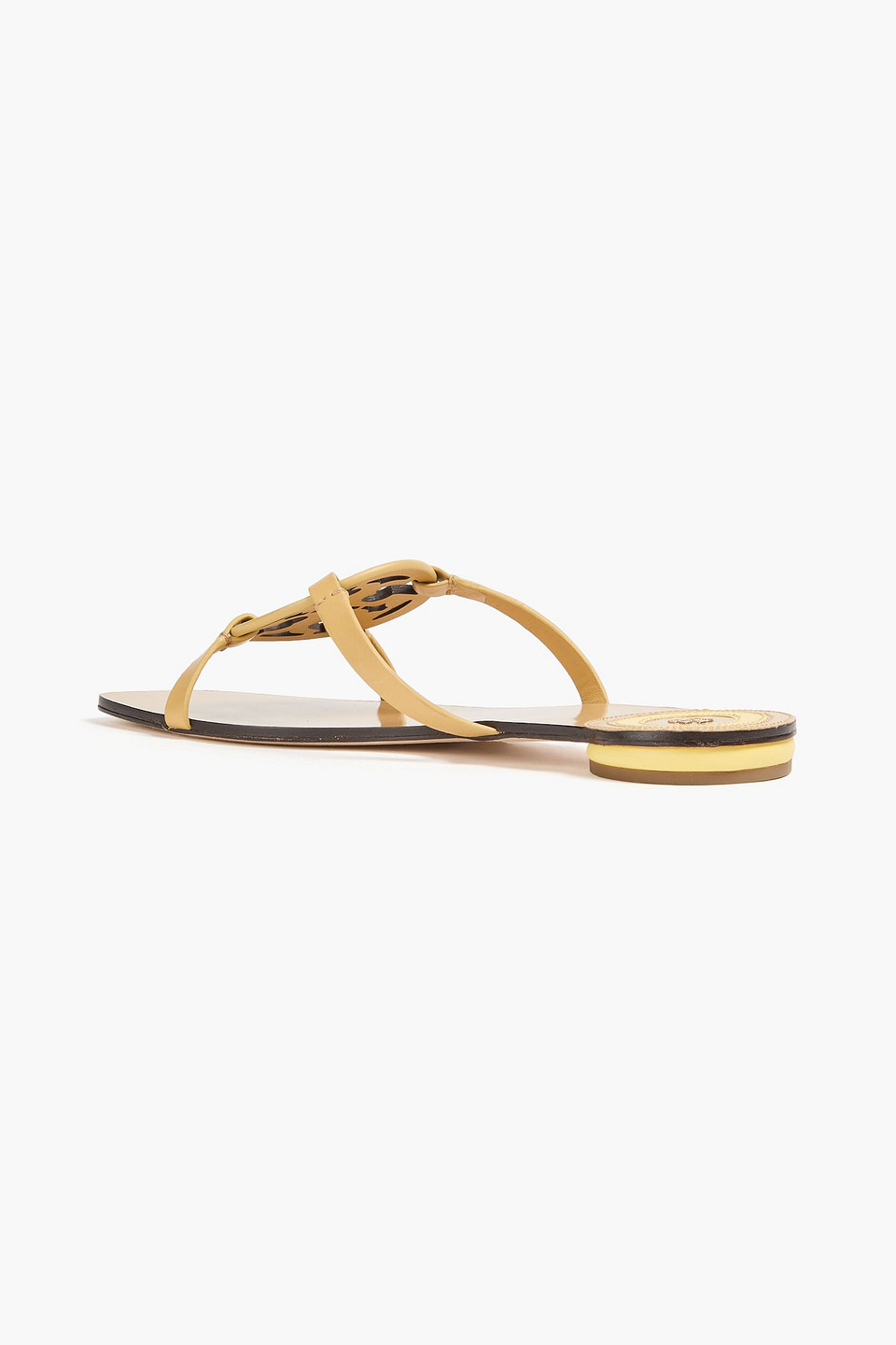  Tory Burch - Geo Bombe Embellished Leather Slides - Yellow - Us 5 