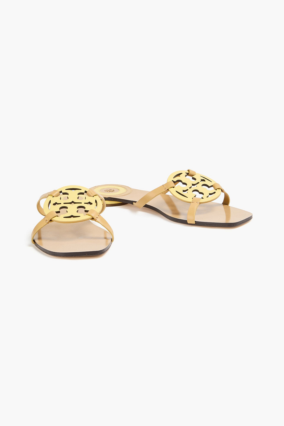  Tory Burch - Geo Bombe Embellished Leather Slides - Yellow - Us 5 