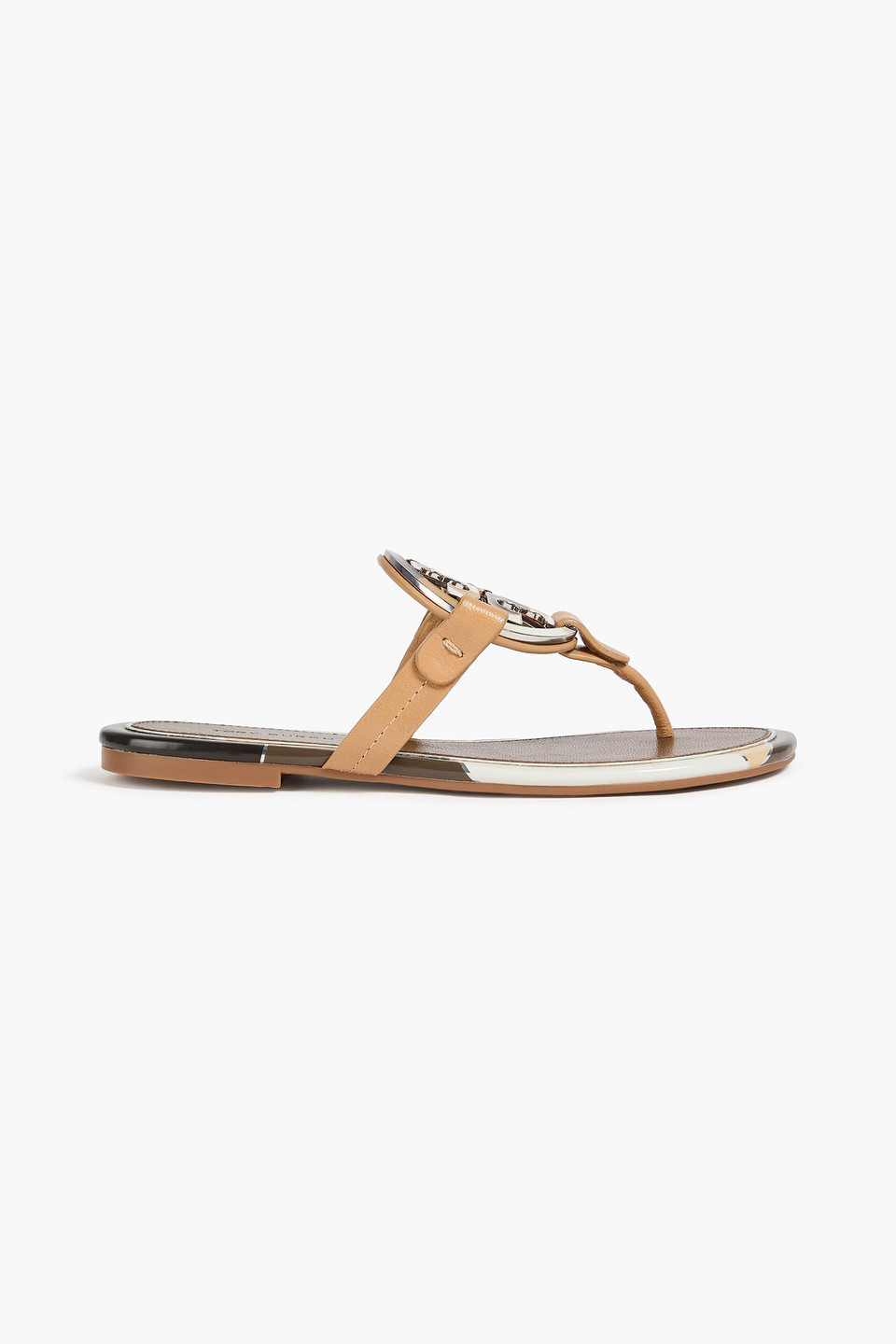 Tory Burch - Miller embellished leather sandals - Neutral - US 5.5
