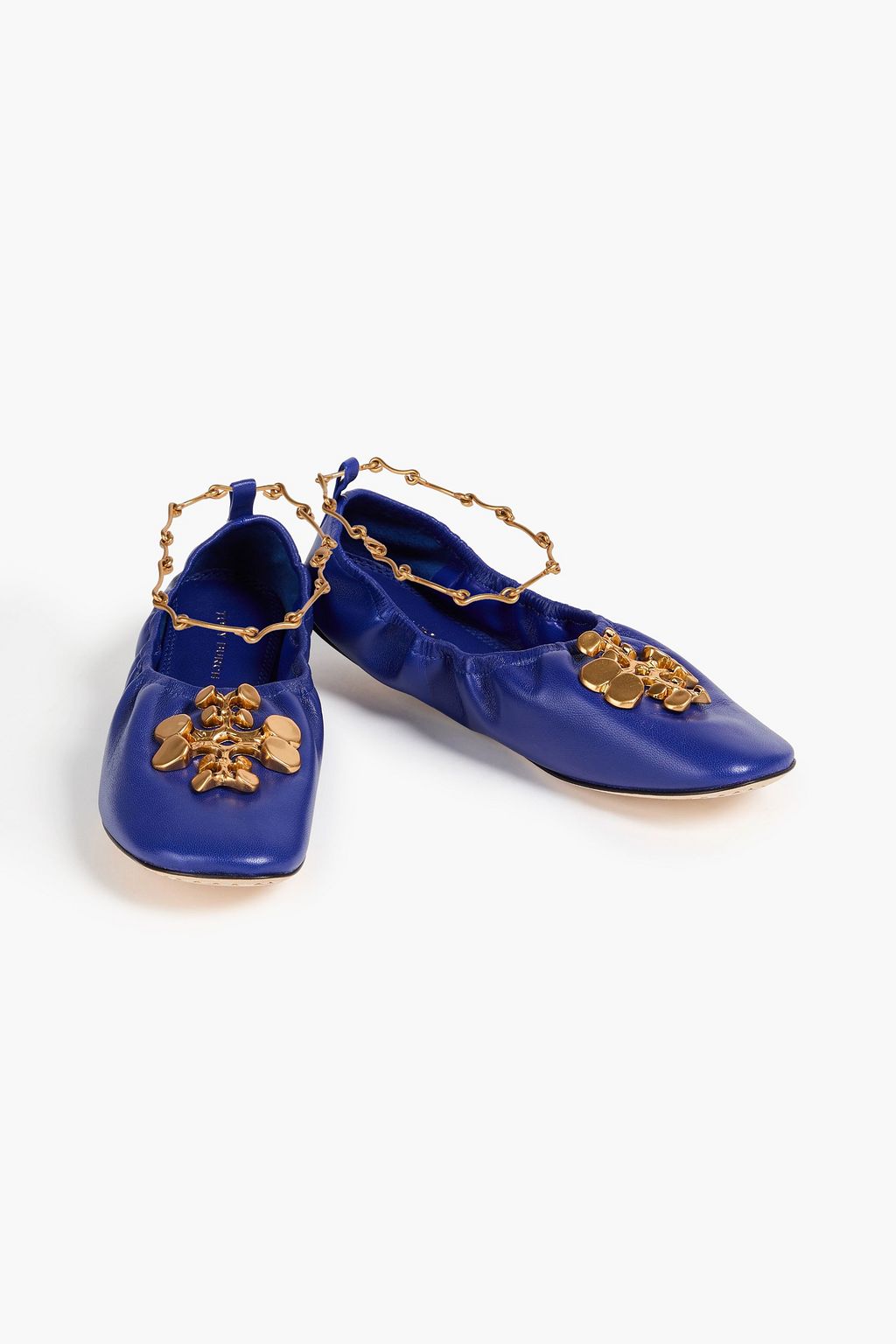 TORY BURCH حذاء باليرينا مسطح من الجلد بتصميم مزركش