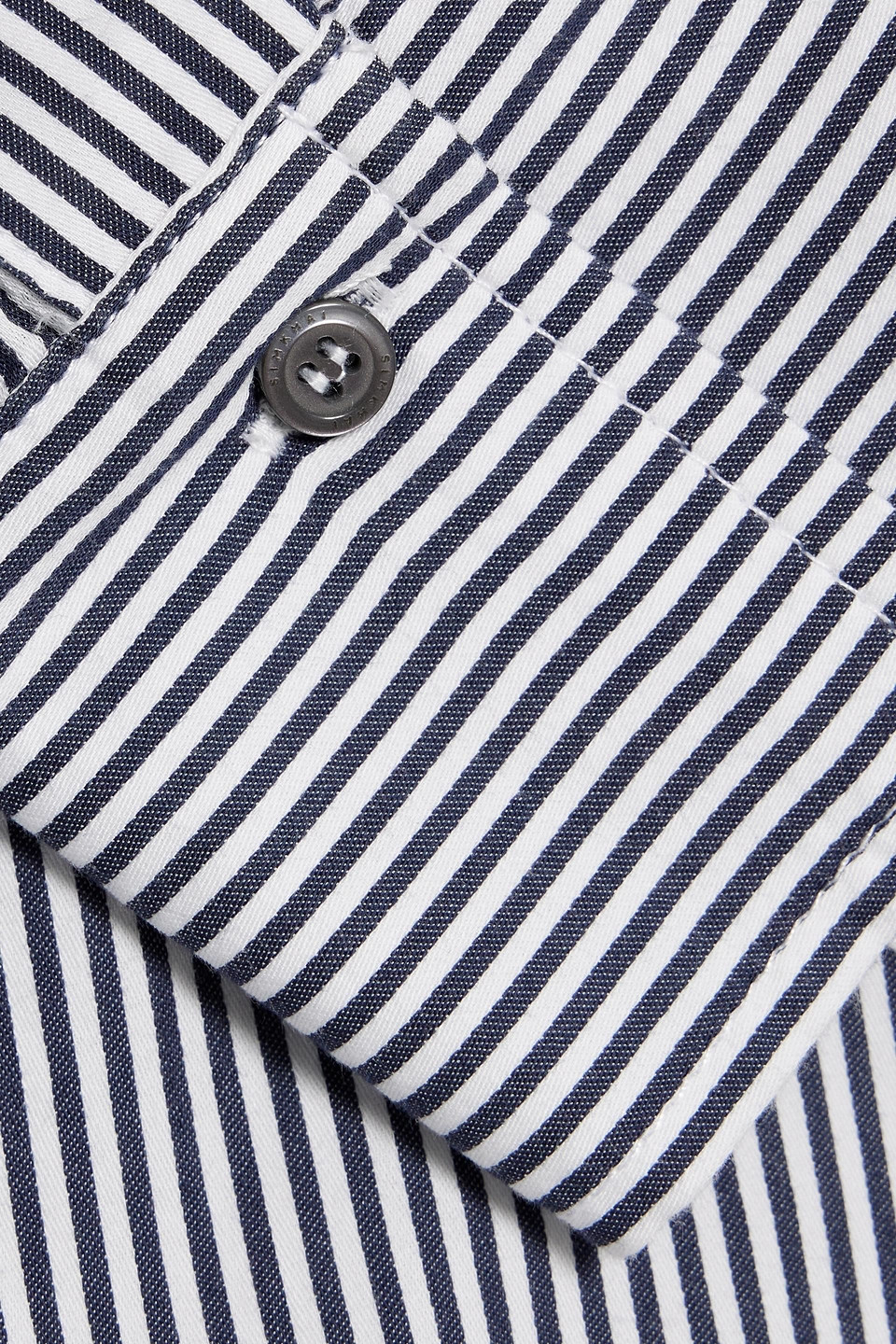 Shop Simkhai Renata Cropped Striped Cotton-poplin Shirt In Navy