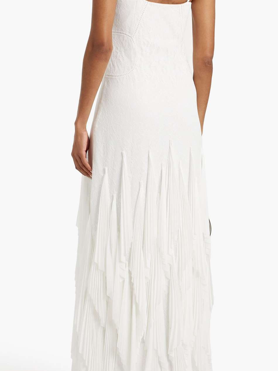 gertrude pleated chiffon and lace gown