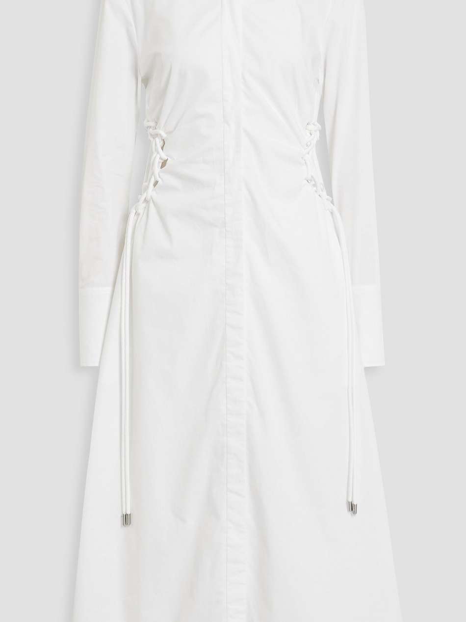 oriana lace-up cotton-poplin midi shirt dress