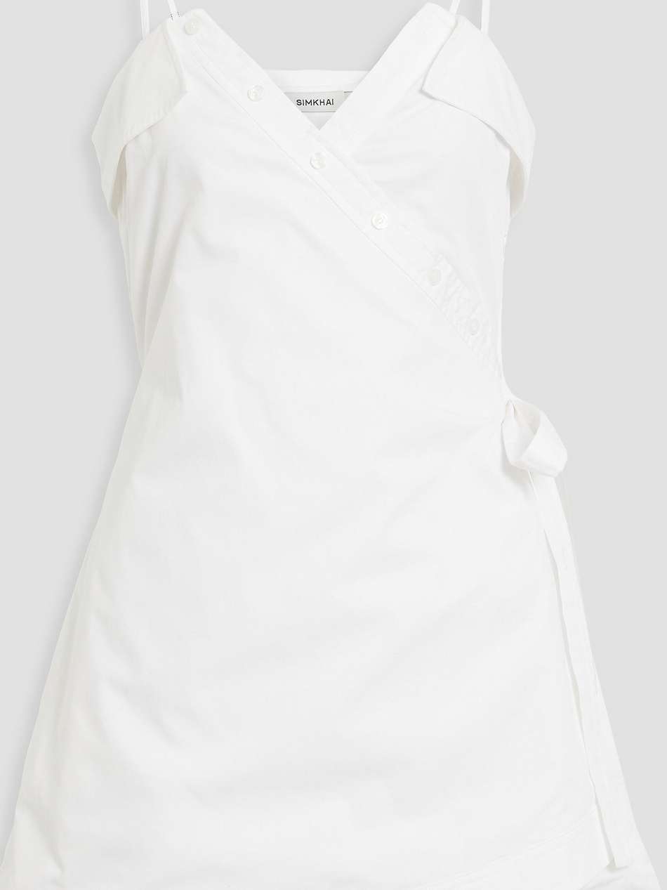 harbor wrap-effect cotton-poplin mini dress