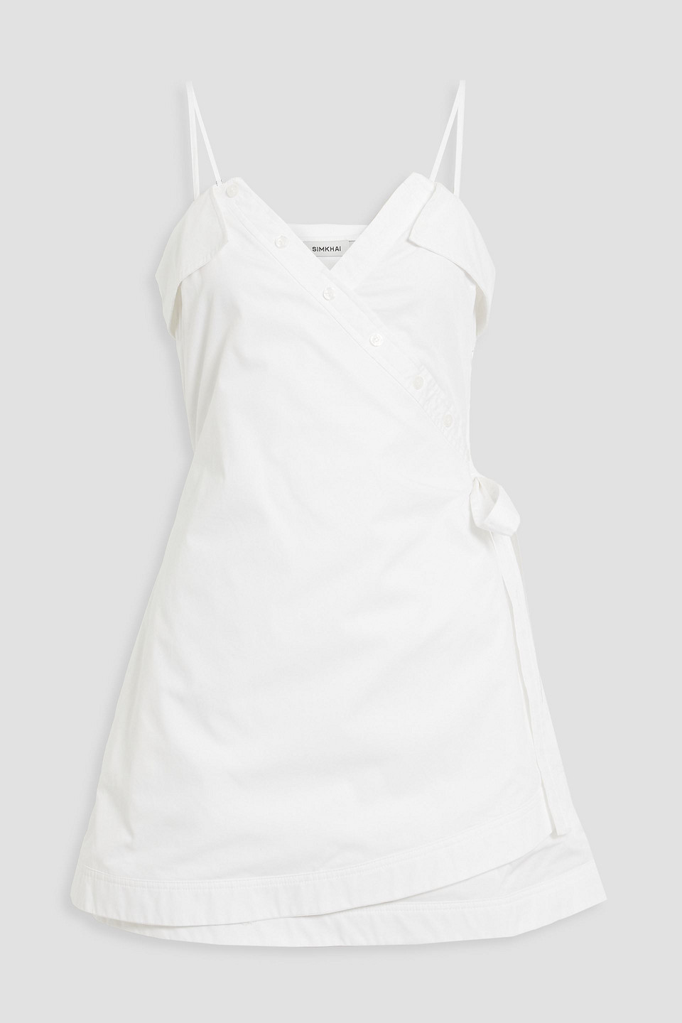 Simkhai Harbor Wrap-effect Cotton-poplin Mini Dress In White