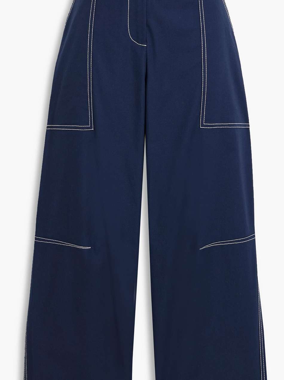 kairi cropped belted cotton-blend canvas wide-leg pants