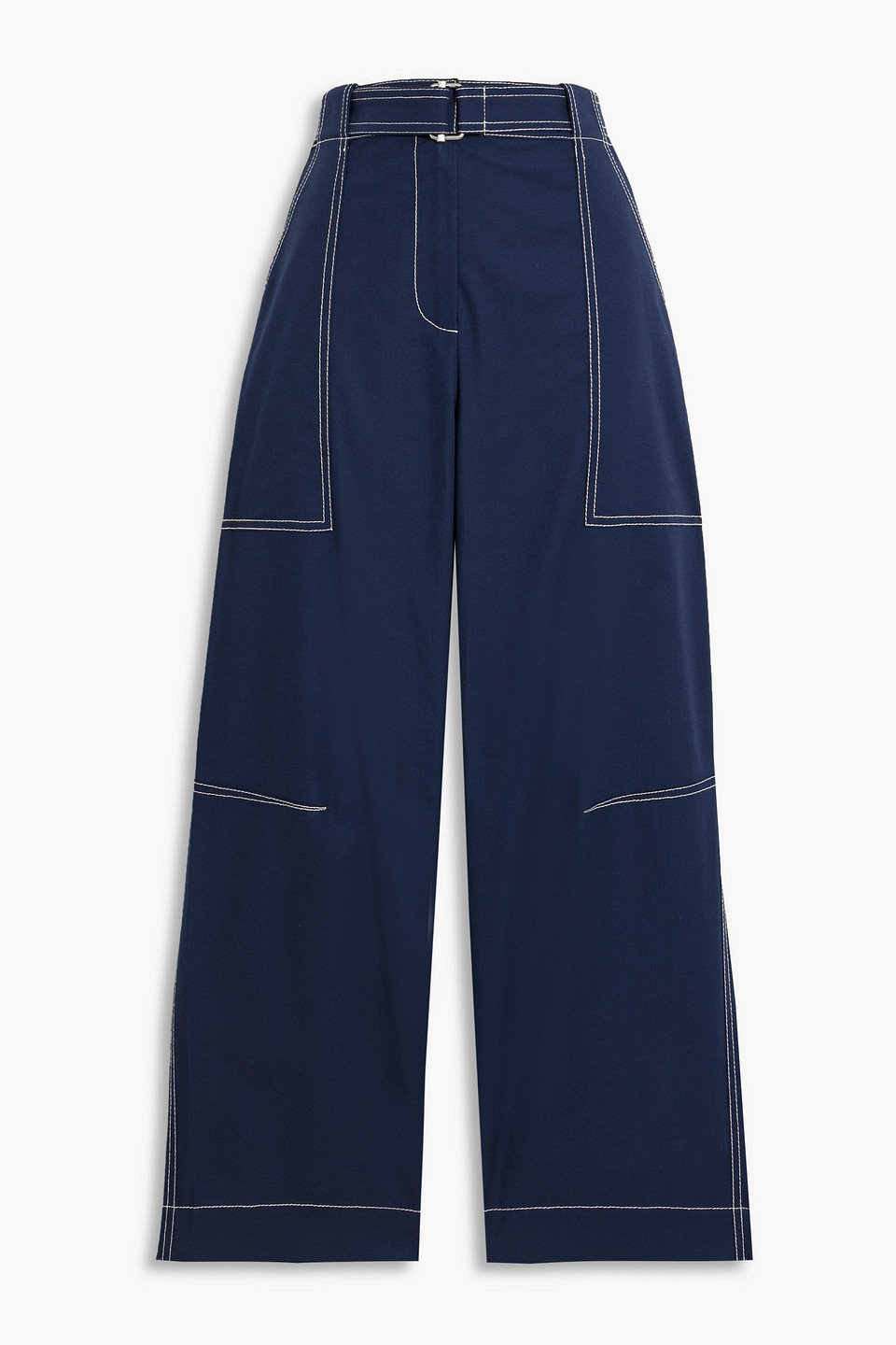 Simkhai Kairi Cropped Belted Cotton-blend Canvas Wide-leg Pants In Navy