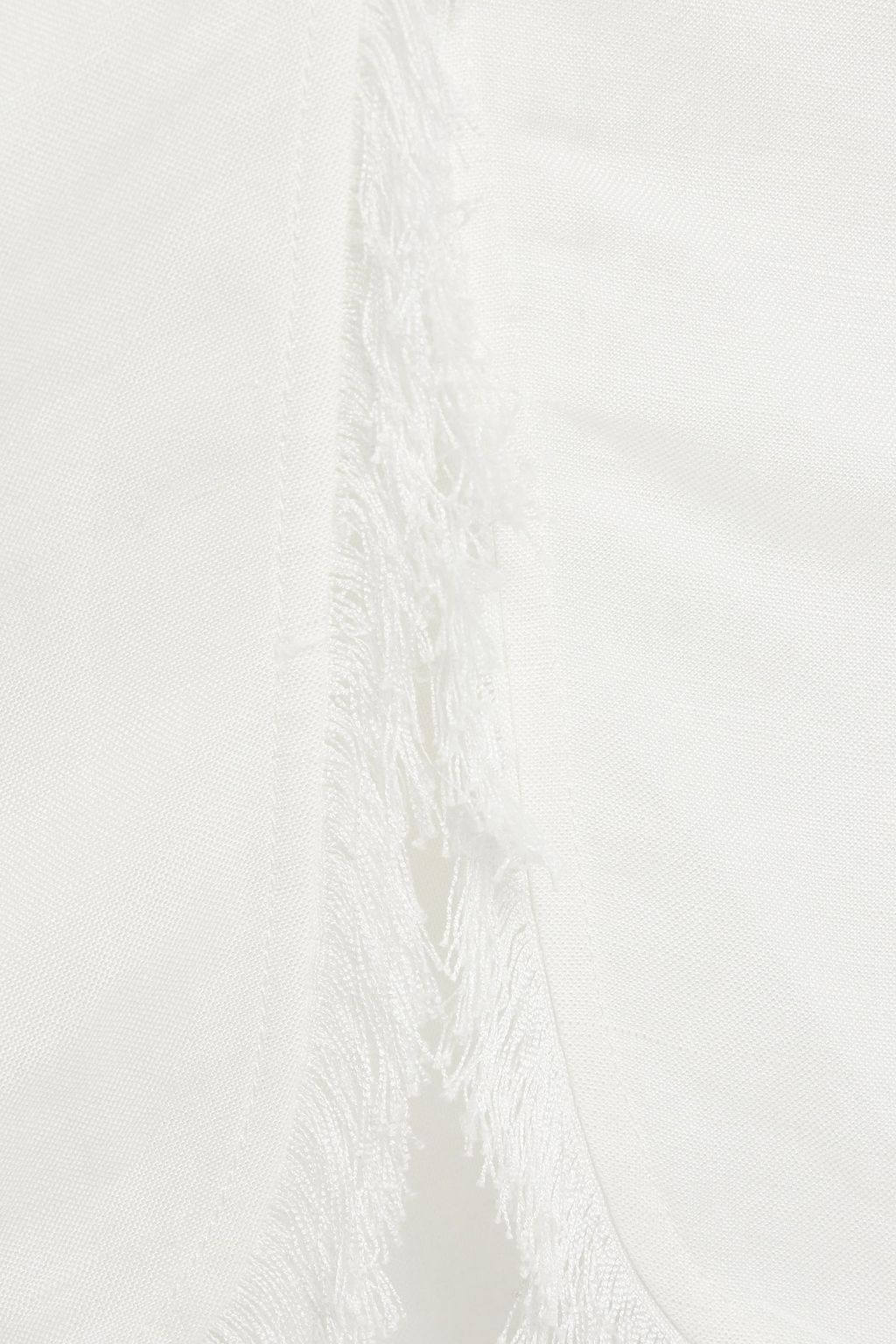 SIMKHAI Quinton wrap-effect frayed linen-blend midi skirt