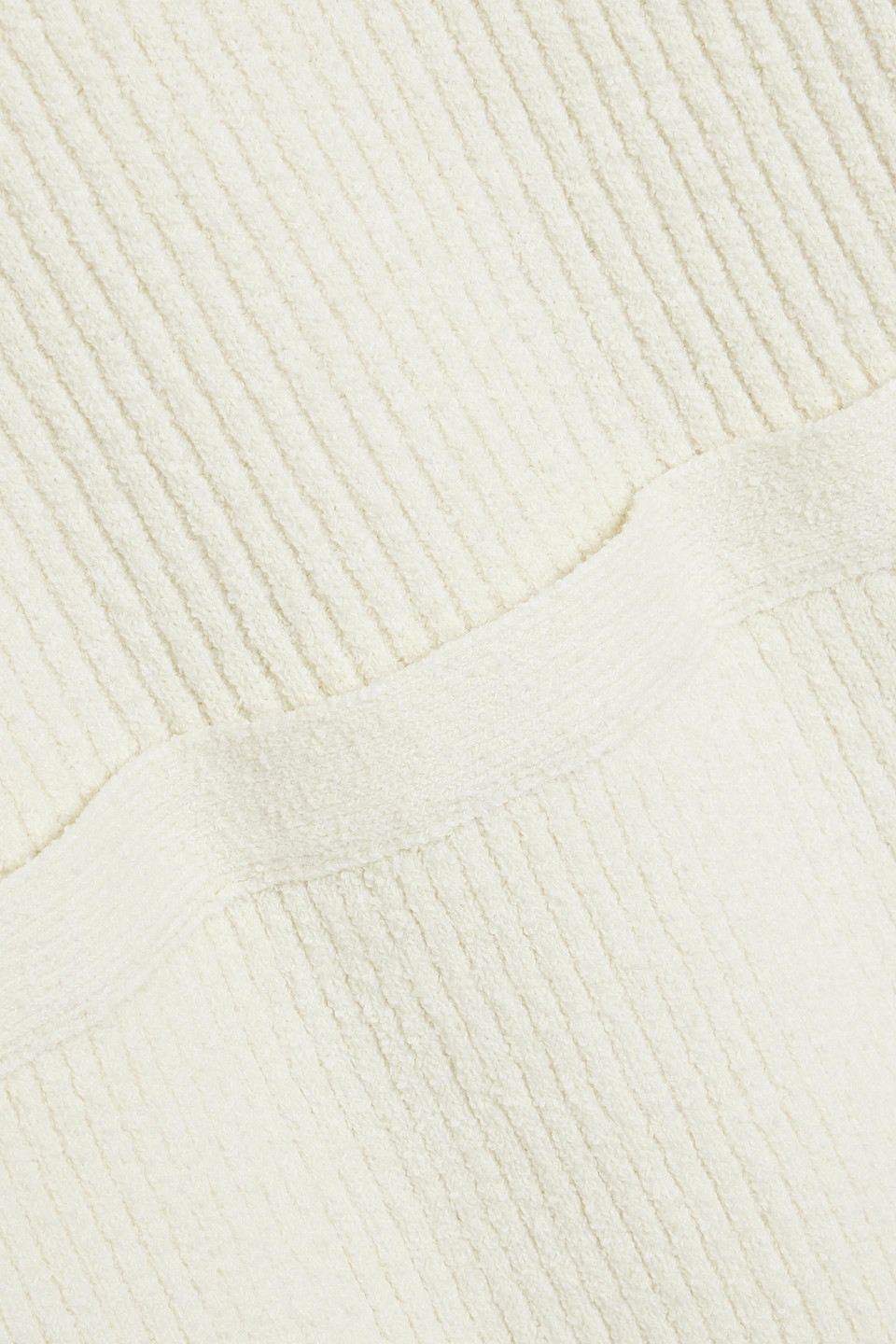 Shop Simkhai Tillie Wrap-effect Ribbed Bouclé-knit Cotton-blend Midi Dress In Ivory