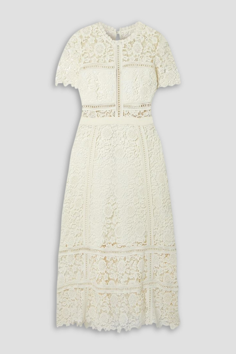 Self-portrait Guipure Lace Midi Dress In Ivory