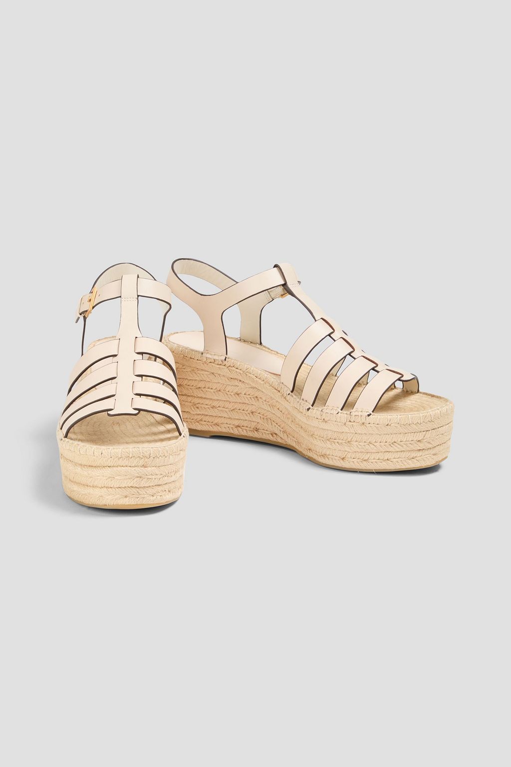 TORY BURCH Fisherman leather espadrille wedge sandals