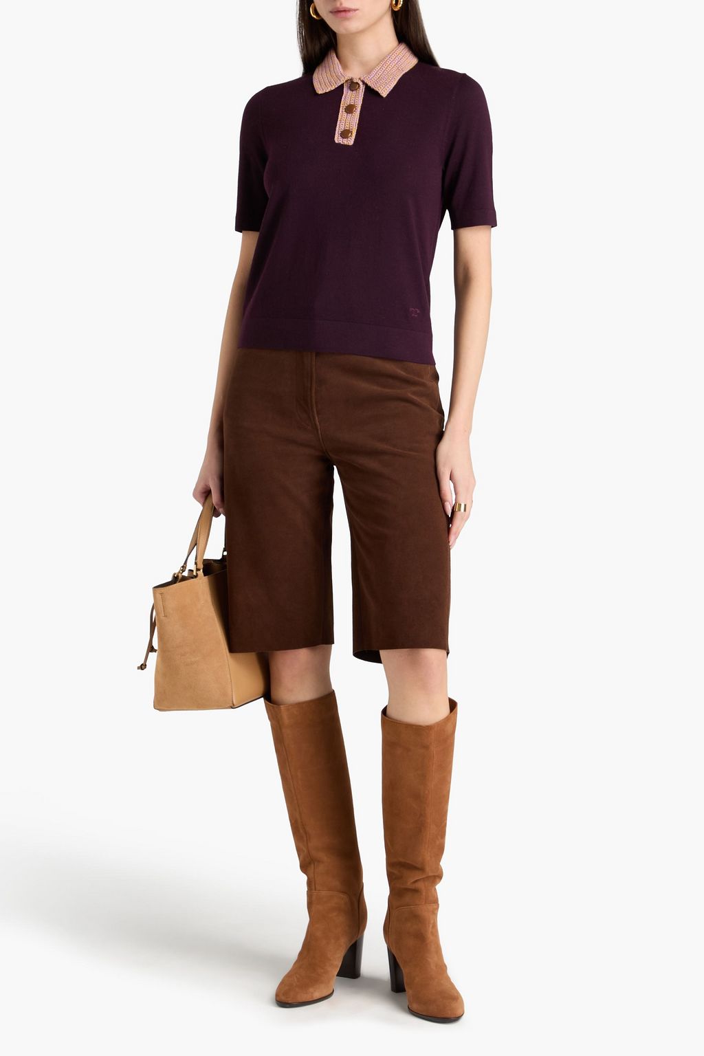 TORY BURCH 메리노 울 폴로 셔츠