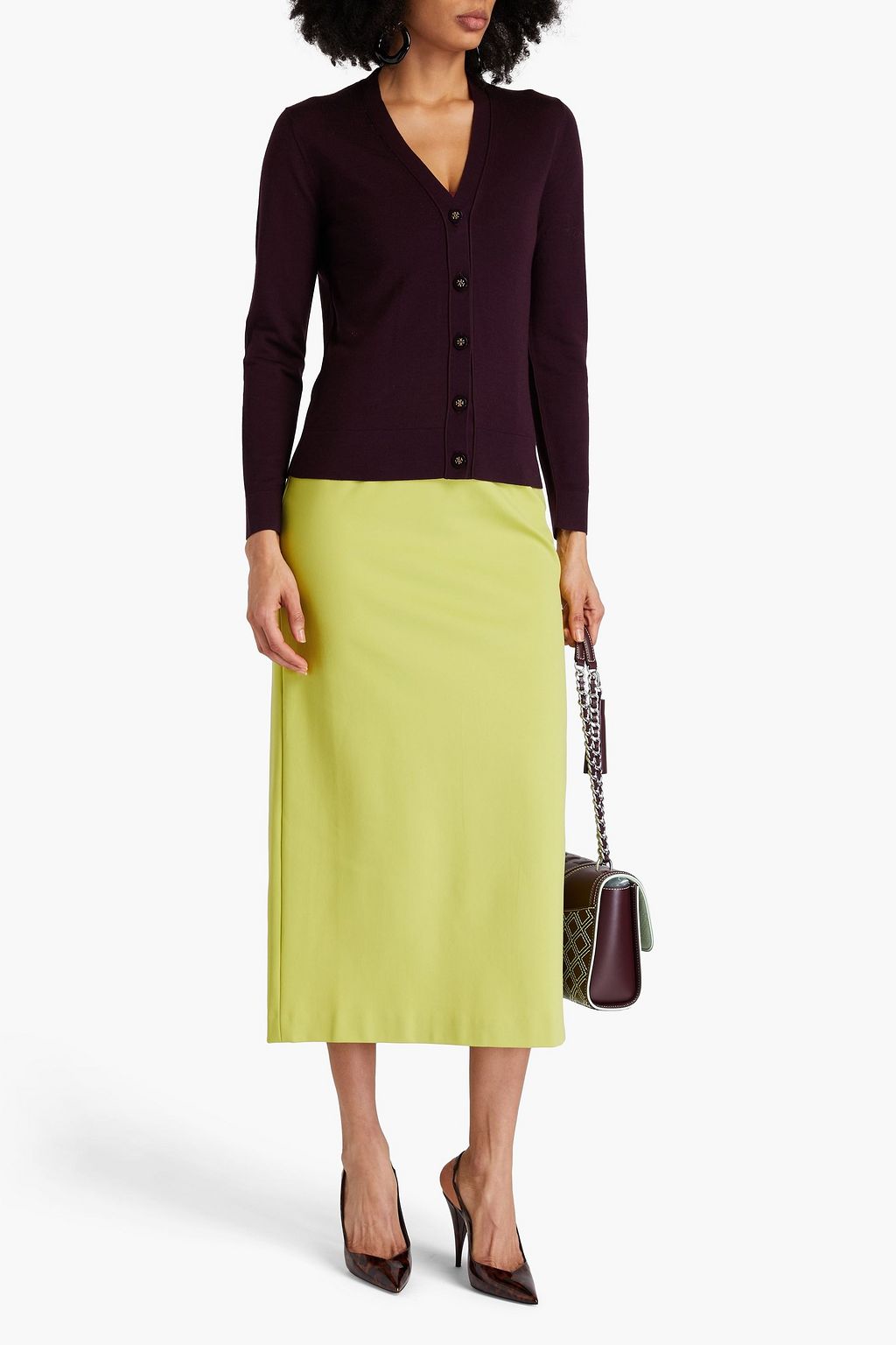 TORY BURCH 울 실크 혼방 카디건