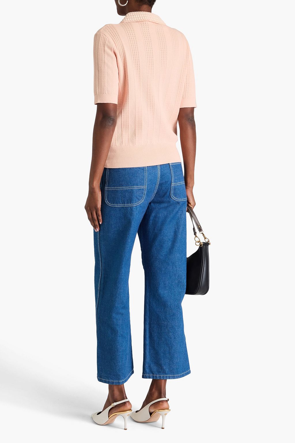 TORY BURCH Pullover aus Häkelstrick aus Baumwolle mit Polokragen