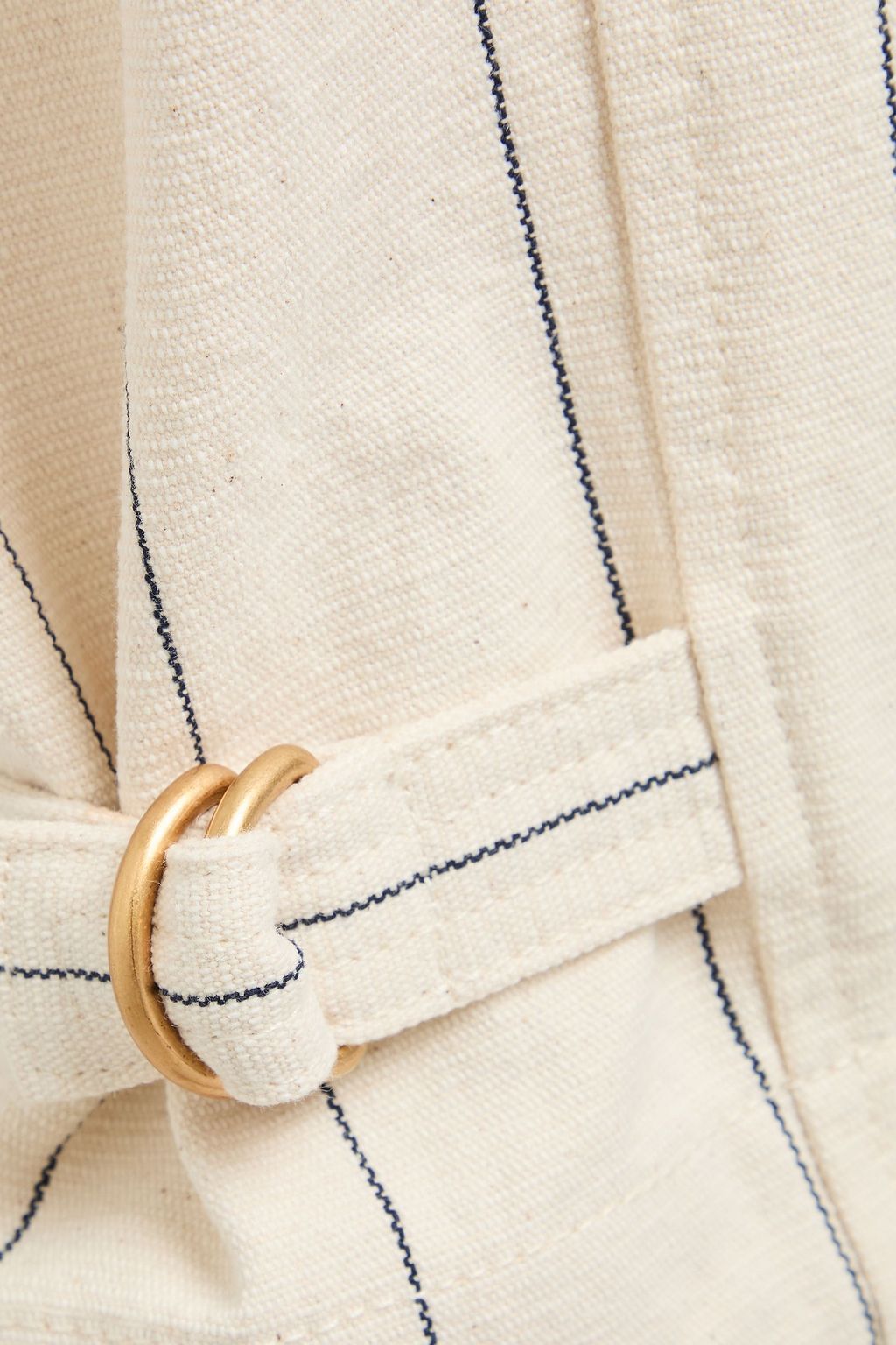 TORY BURCH 핀스트라이프 코튼 혼방 캔버스 크롭 카고 팬츠