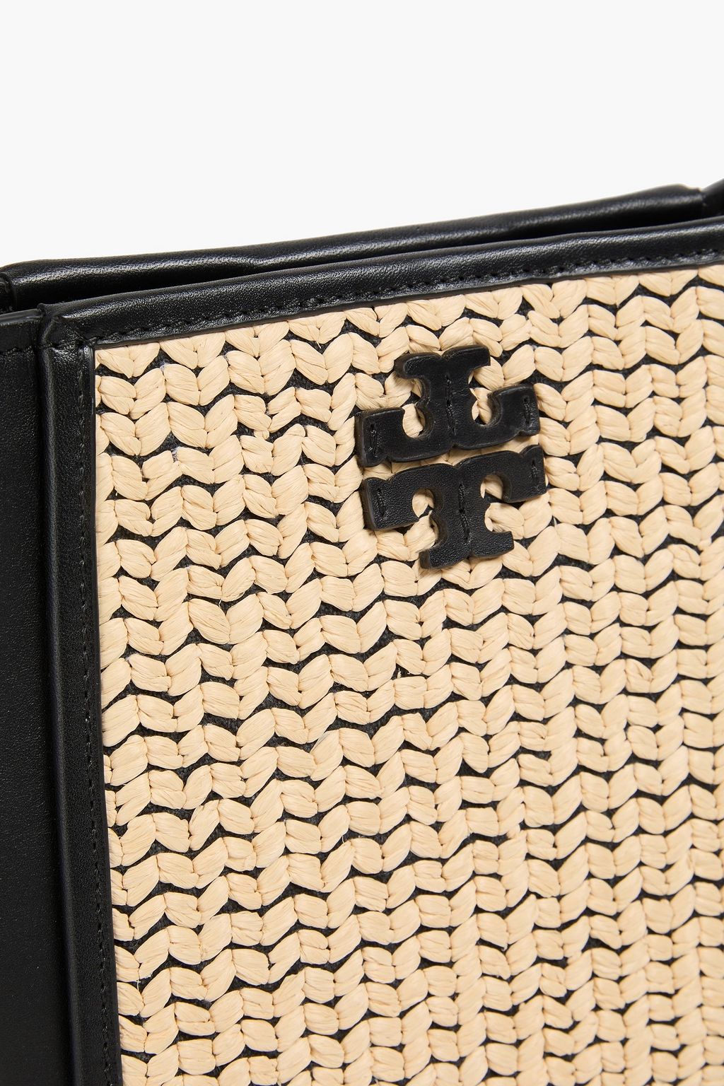 TORY BURCH 맥그로 라피아 & 가죽 버킷 백 토트