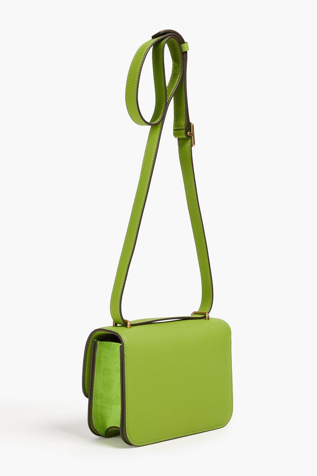 TORY BURCH Eleonor pebbled-leather and suede shoulder bag