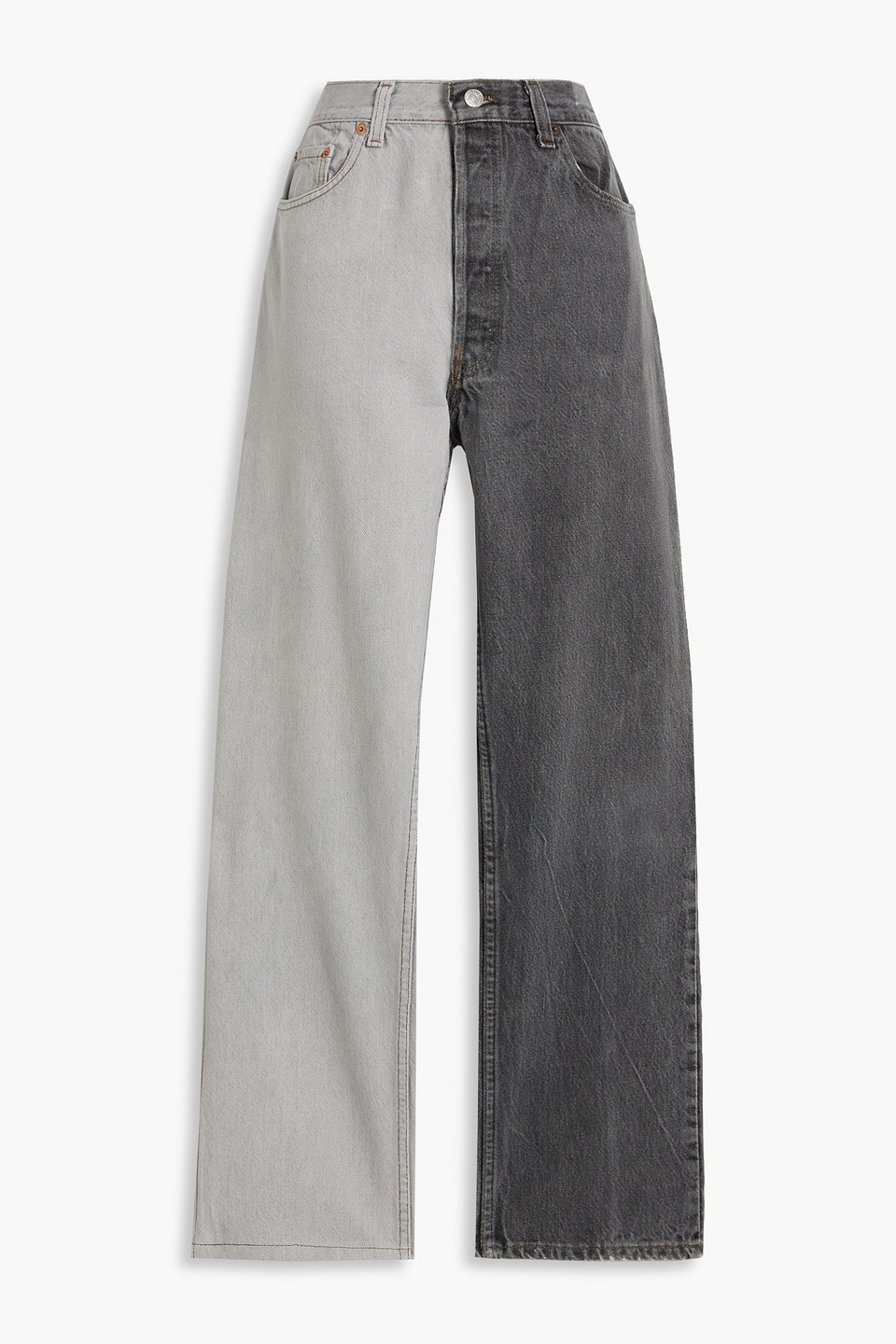 Eb Denim Winona Two-tone High-rise Straight-leg Jeans In Gray