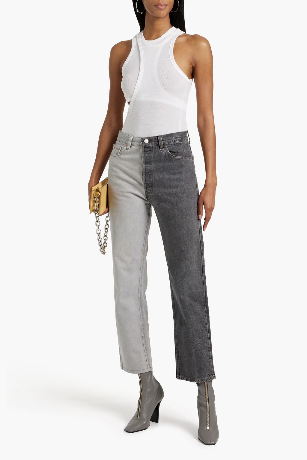 EB DENIM Winona two-tone high-rise slim-leg jeans