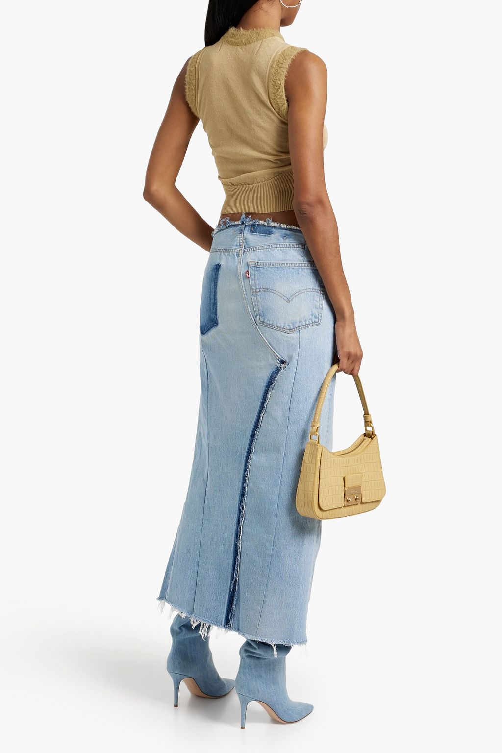 EB DENIM Robi distressed denim maxi skirt