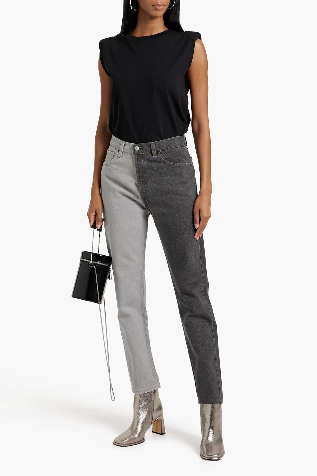 EB DENIM Winona two-tone high-rise slim-leg jeans