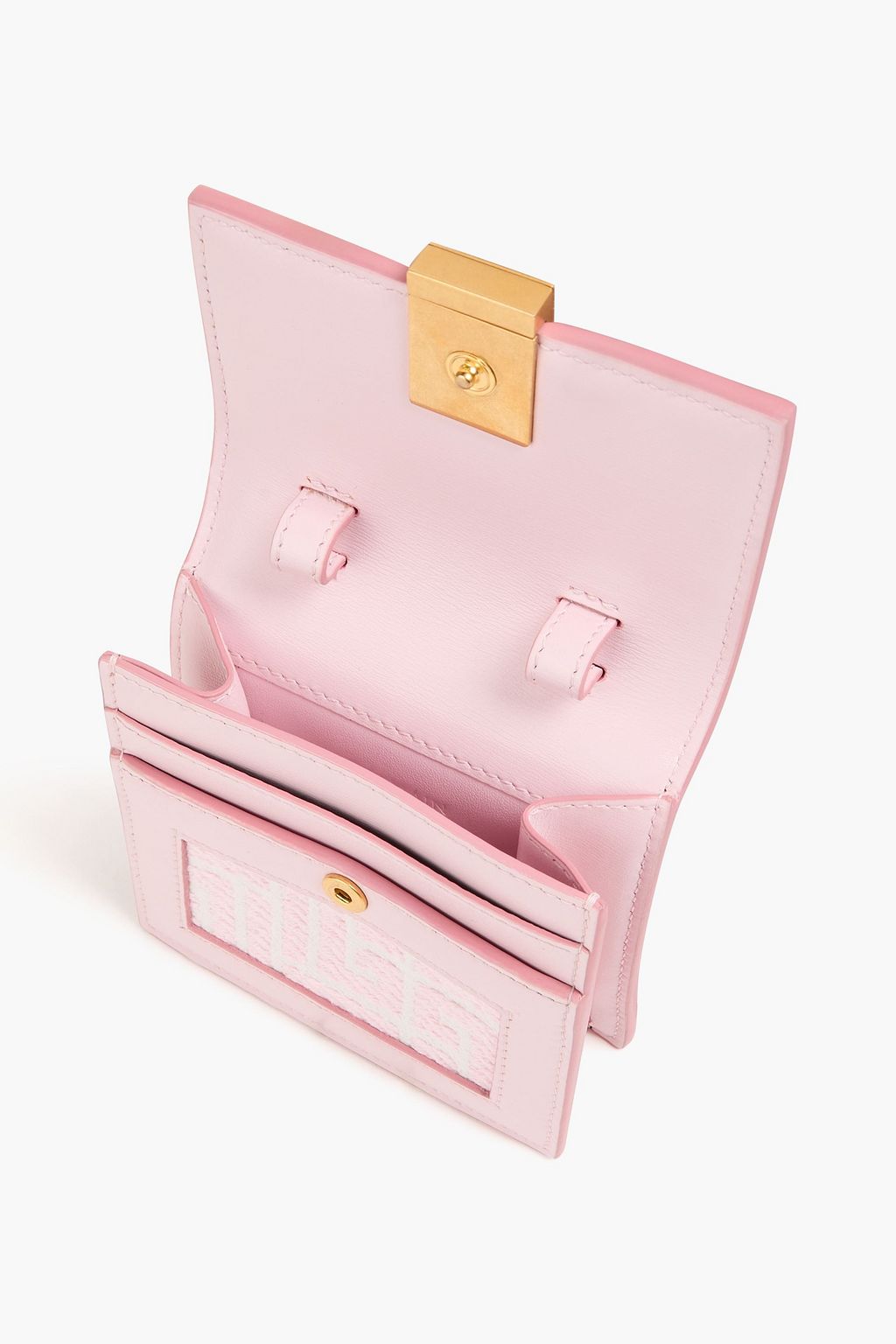 BALMAIN Jacquard and leather cardholder