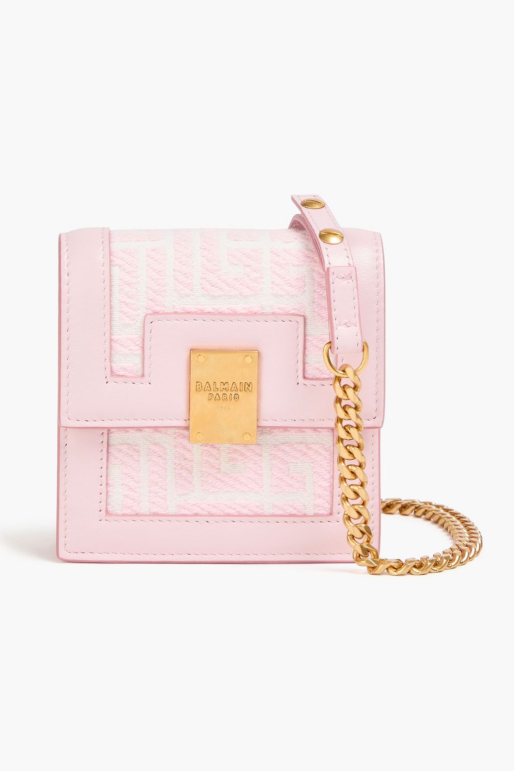 BALMAIN Jacquard and leather cardholder