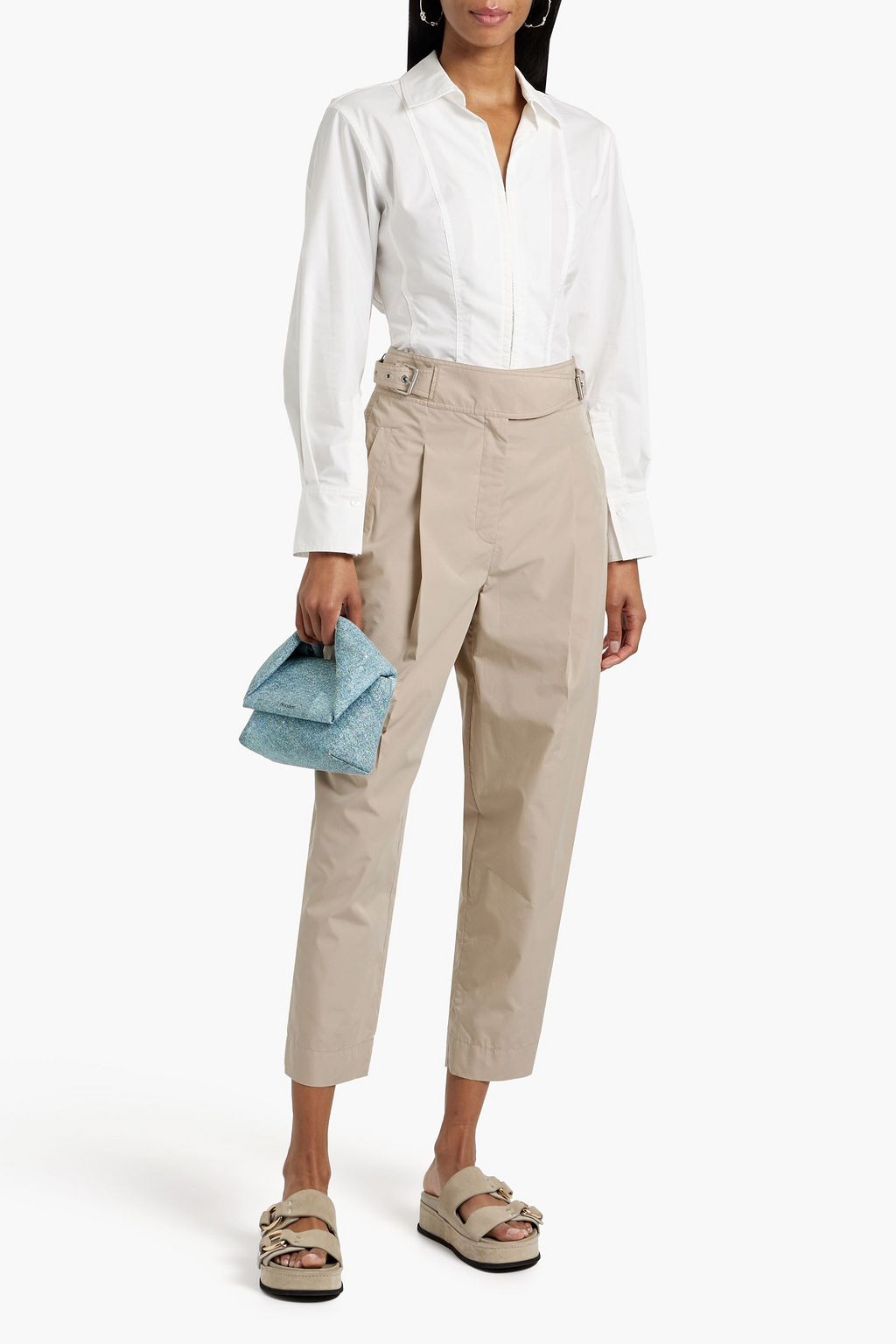 3.1 PHILLIP LIM Cropped pleated cotton-blend tapered pants