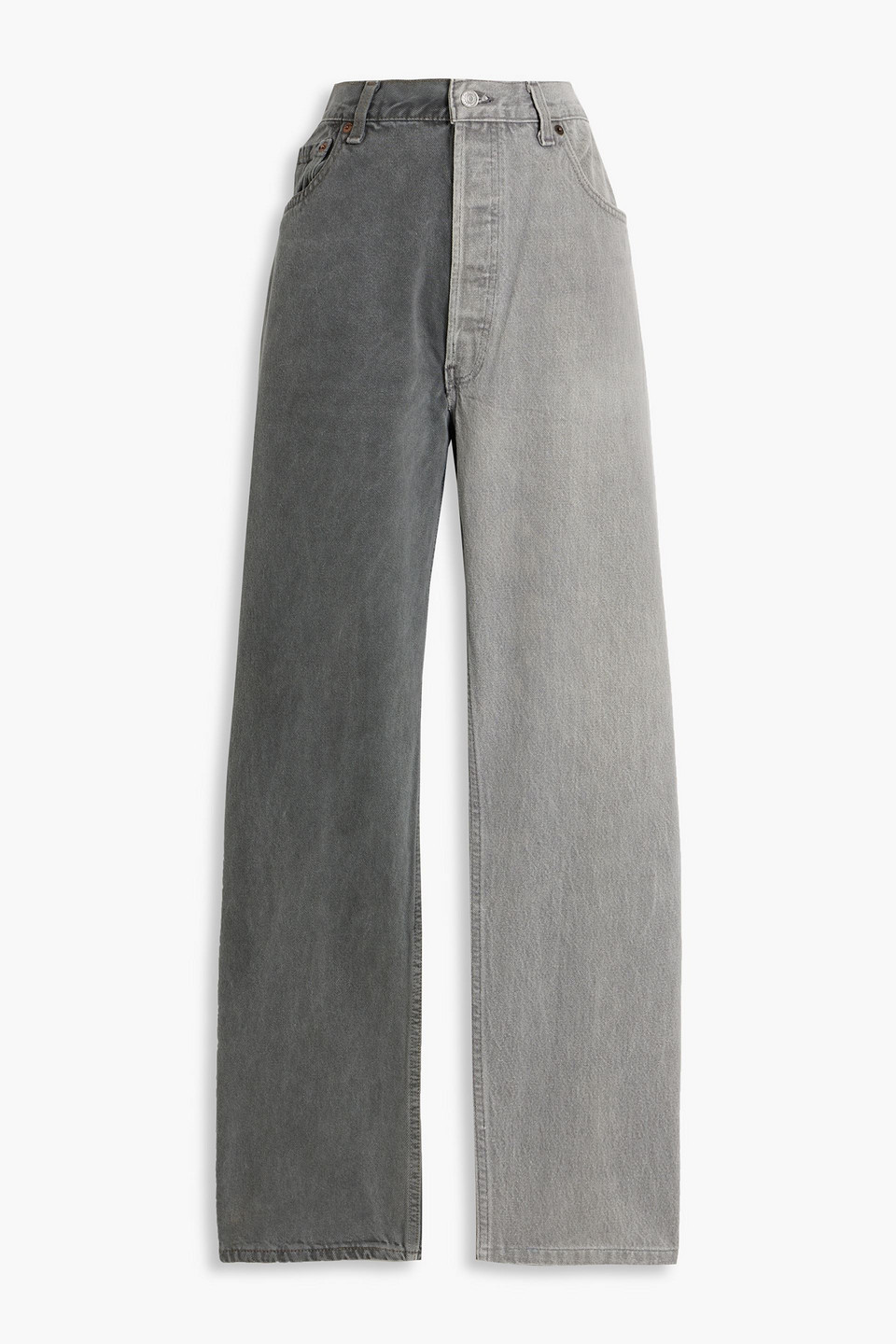 Eb Denim Winona Two-tone High-rise Straight-leg Jeans In Gray