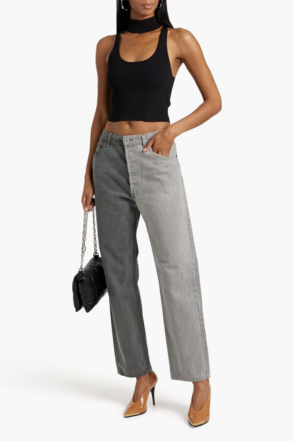 EB DENIM Winona two-tone high-rise slim-leg jeans