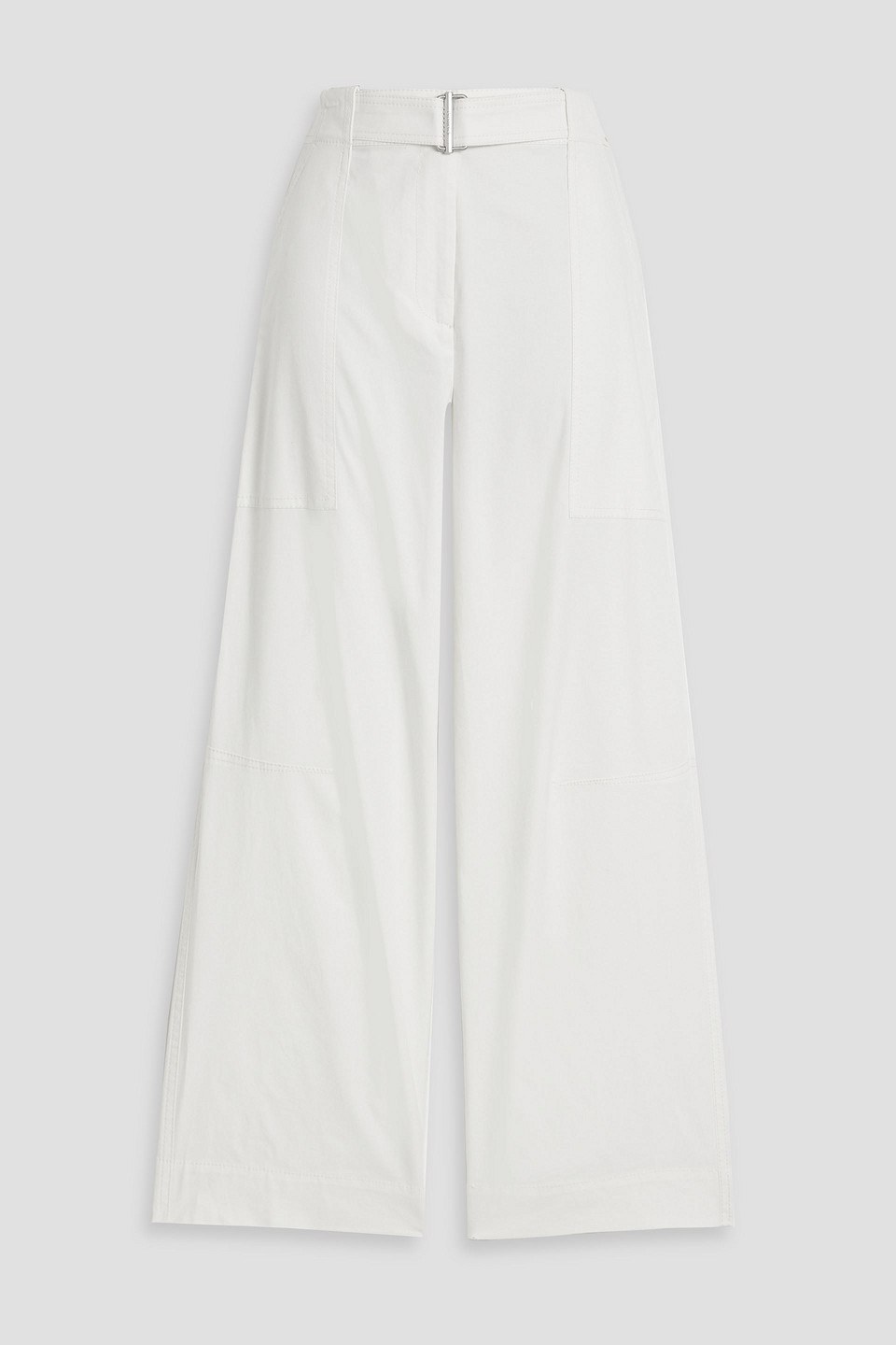 Simkhai Jenny Belted Cropped Cotton-blend Wide-leg Pants In White