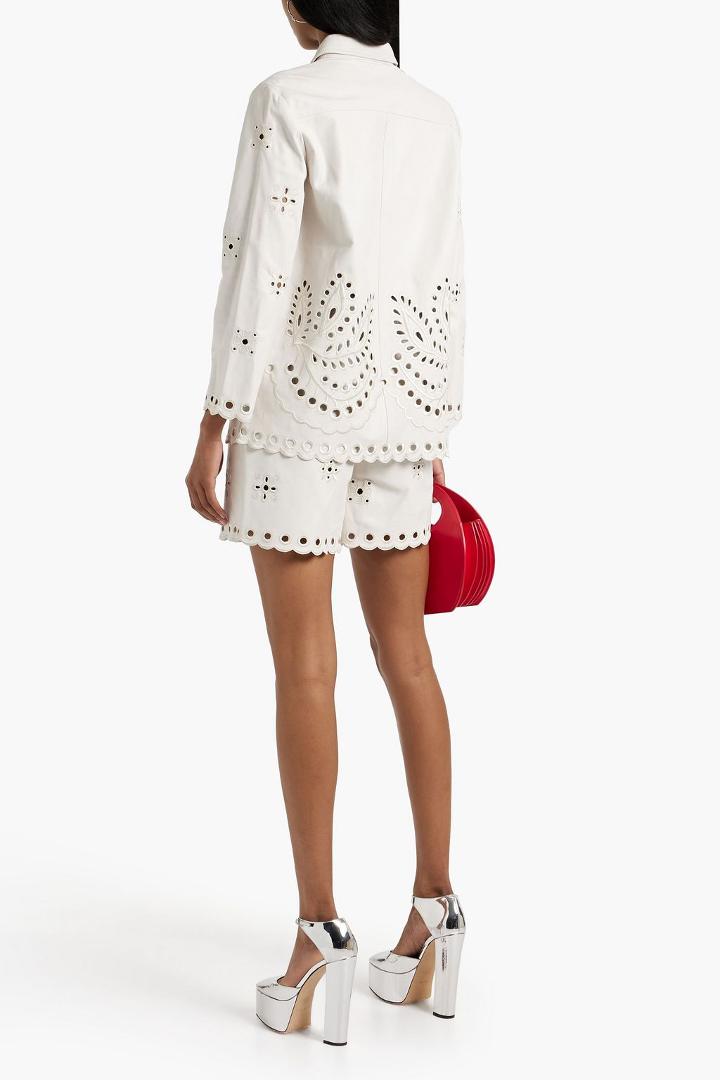 REDVALENTINO Broderie anglaise leather shirt