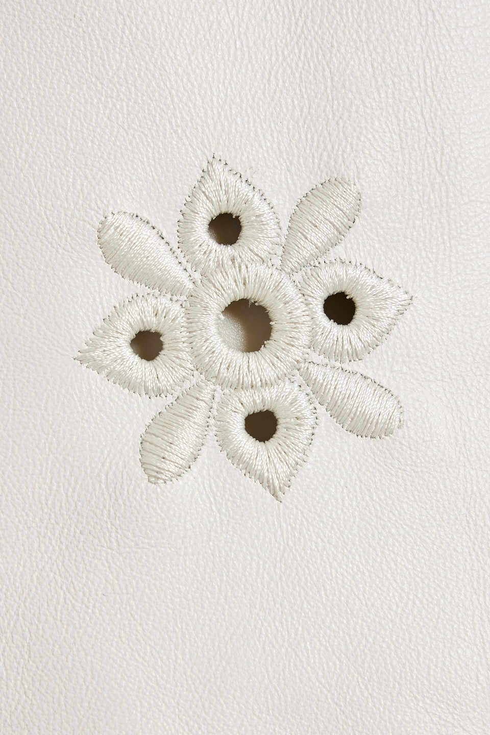 Red Valentino Broderie Anglaise Leather Shorts In White
