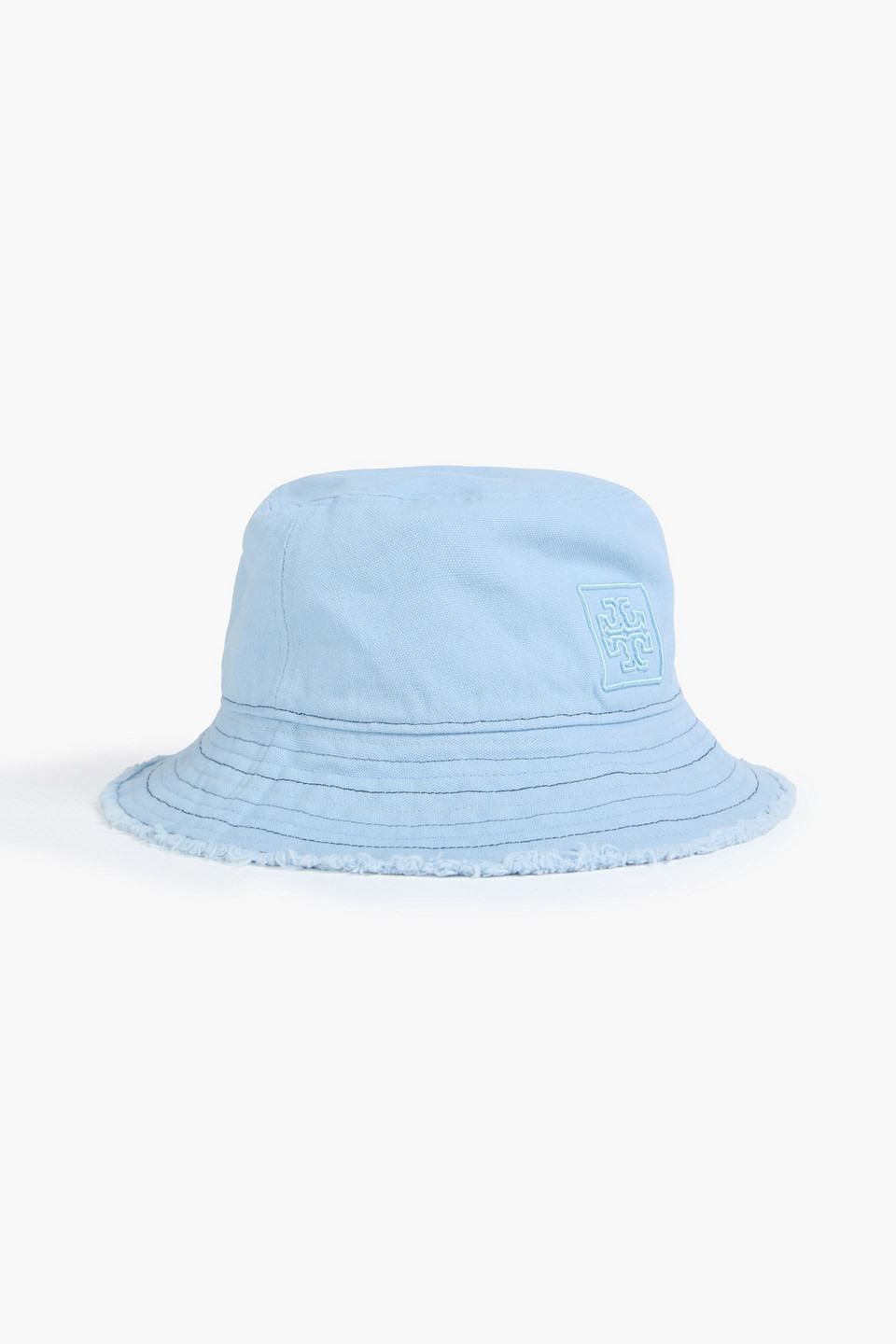 Tory Burch Frayed Canvas Bucket Hat In Blue