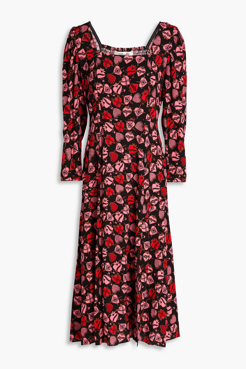 Diane Von Furstenberg Joanna Printed Crepe Midi Dress In Black | ModeSens