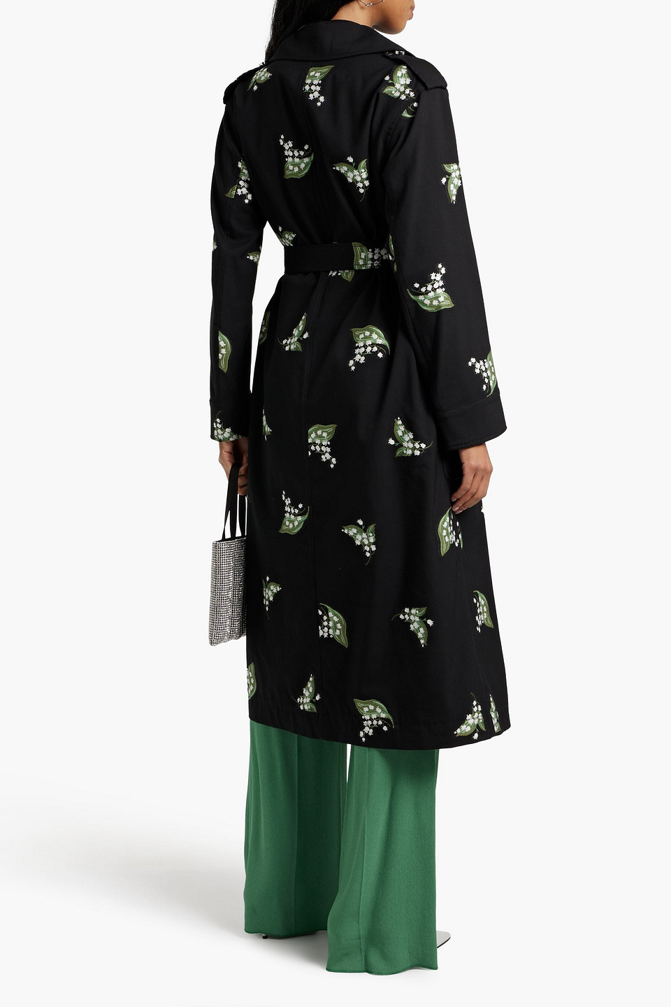 Red Valentino Cotton-blend Jacquard Trench Coat In Black