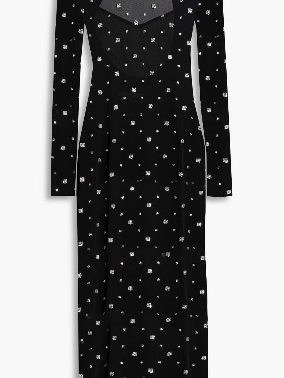 glittered mesh midi dress