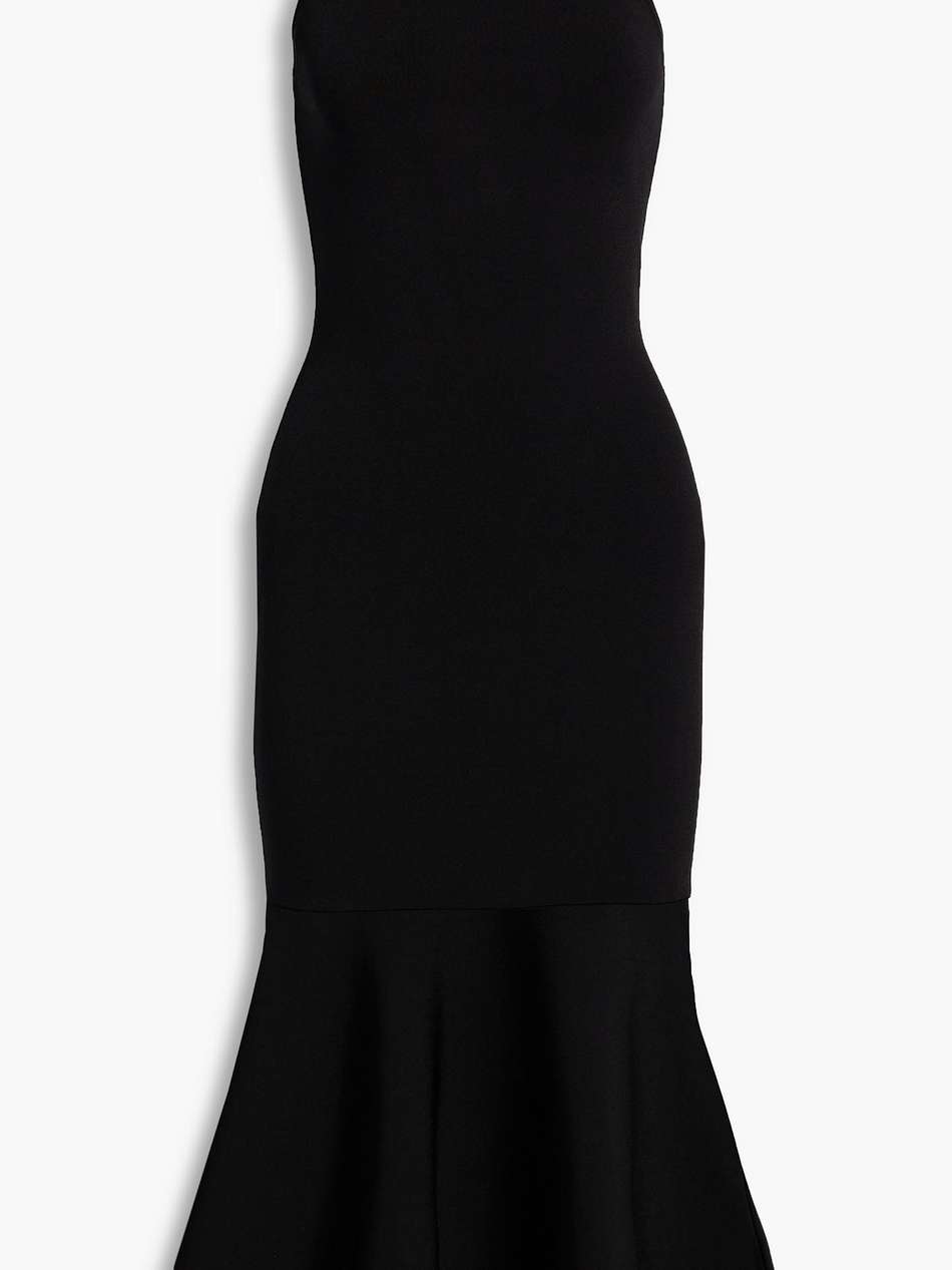 fluted stretch-knit midi dress