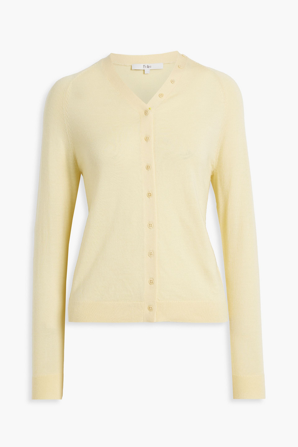 Tibi Wool, Cashmere And Silk-blend Cardigan In Pastel Yellow